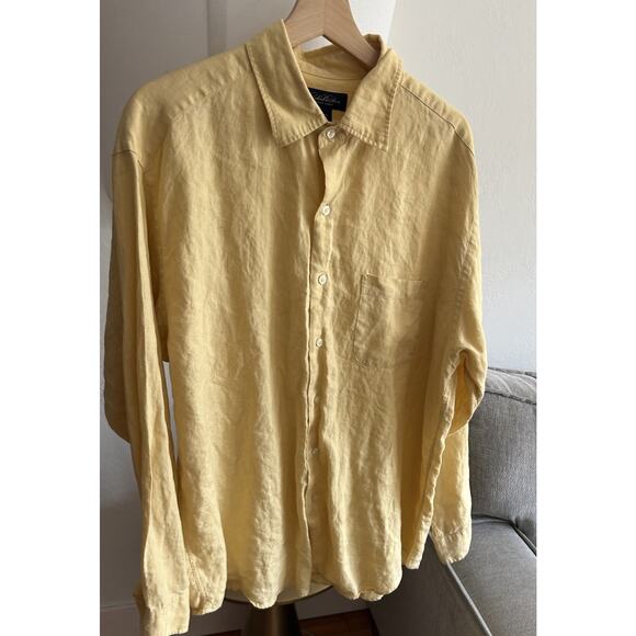 Brooks Brothers Other - Brooks Brothers Irish Linen Shirt Mens L Yellow Coastal Casual Summer Nautical